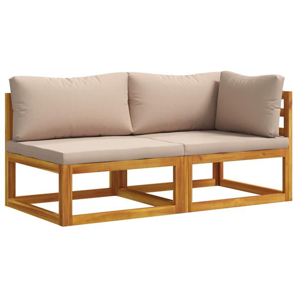 Grote foto vidaxl hoekbank met kussens 100 polyester massief acacia naturel tuin en terras tuinmeubelen
