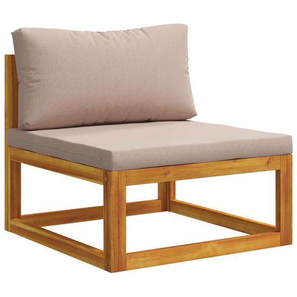 Grote foto vidaxl hoekbank met kussens 100 polyester massief acacia naturel tuin en terras tuinmeubelen