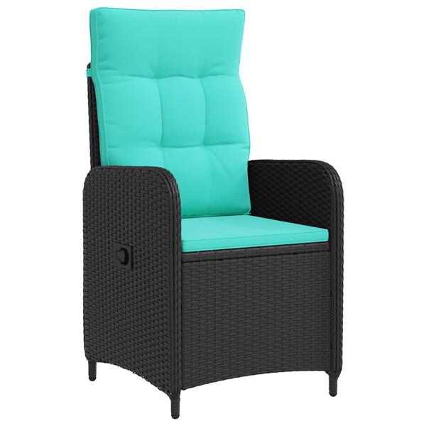 Grote foto vidaxl verstelbare tuinstoel zwart en turquoise poly rattan tuin en terras tuinmeubelen