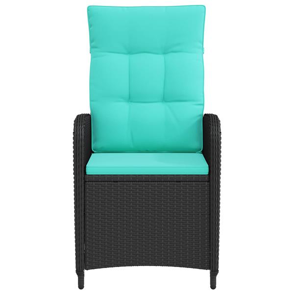 Grote foto vidaxl verstelbare tuinstoel zwart en turquoise poly rattan tuin en terras tuinmeubelen