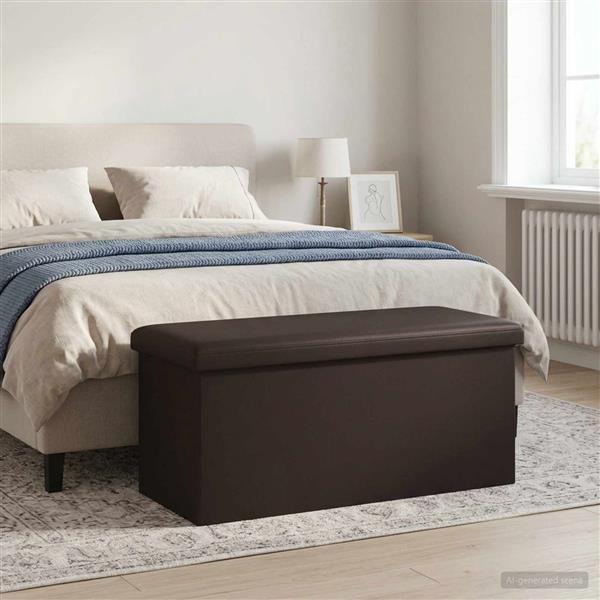 Grote foto vidaxl vouwbare opbergbank bruin 180 kg 80 l 77 x 38 x 38 cm pvc huis en inrichting overige huis en inrichting