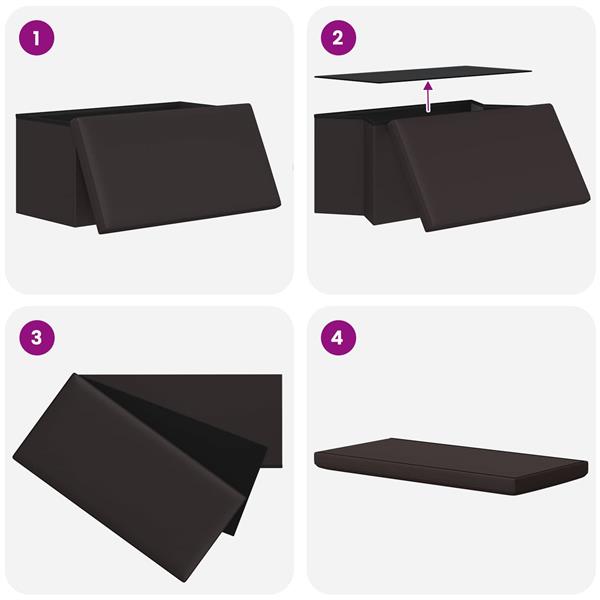 Grote foto vidaxl vouwbare opbergbank bruin 180 kg 80 l 77 x 38 x 38 cm pvc huis en inrichting overige huis en inrichting