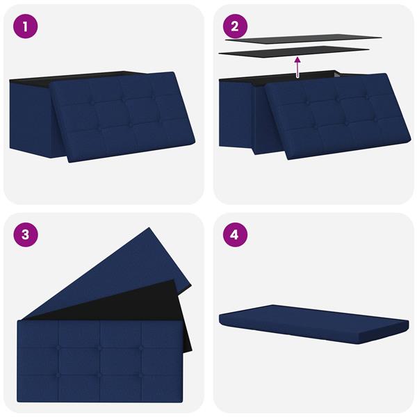 Grote foto vidaxl vouwbare opbergbank blauw 180 kg 80 l 77 x 38 x 38 cm linnen huis en inrichting overige huis en inrichting