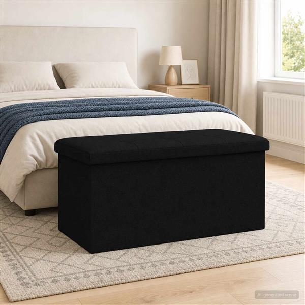 Grote foto vidaxl vouwbare opbergbank zwart 180 kg 80 l 77 x 38 x 38 cm linnen huis en inrichting overige huis en inrichting