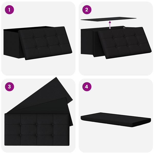 Grote foto vidaxl vouwbare opbergbank zwart 180 kg 80 l 77 x 38 x 38 cm linnen huis en inrichting overige huis en inrichting