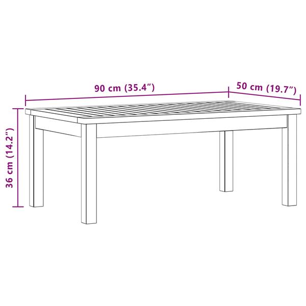 Grote foto vidaxl salontafel licht acacia 90 x 50 x 36 cm massief acaciahout tuin en terras tuinmeubelen