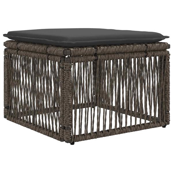 Grote foto vidaxl voetensteun grijs poly rattan tuin en terras tuinmeubelen