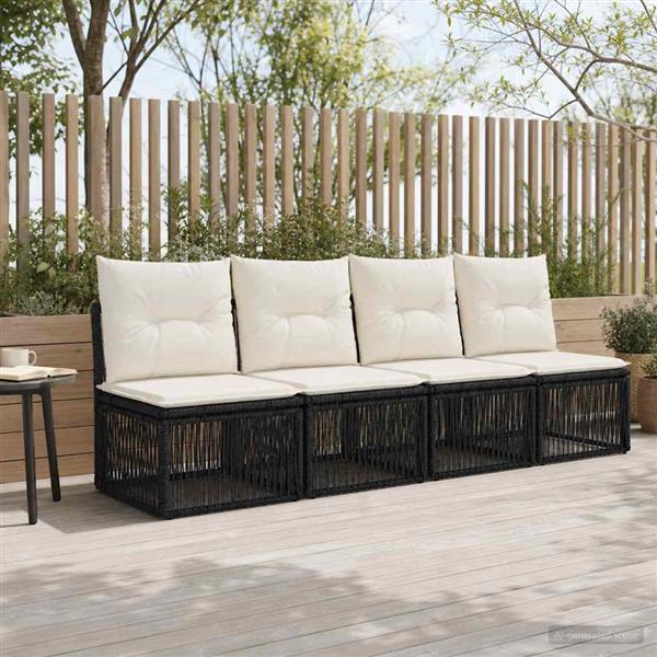 Grote foto vidaxl 4 zits bank 4 st 4 aantal zitplaatsen zwart poly rattan tuin en terras tuinmeubelen