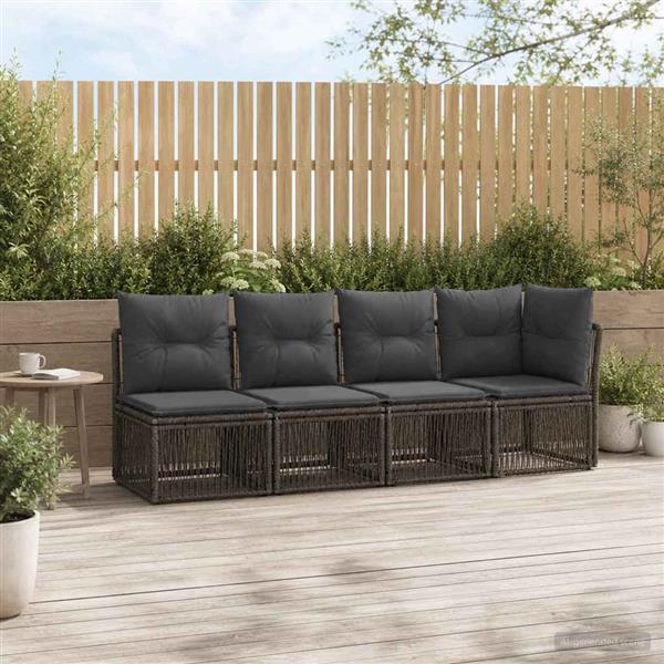 Grote foto vidaxl 4 zits sofa met linkerarm 4 st 4 aantal zitplaatsen grijs tuin en terras tuinmeubelen