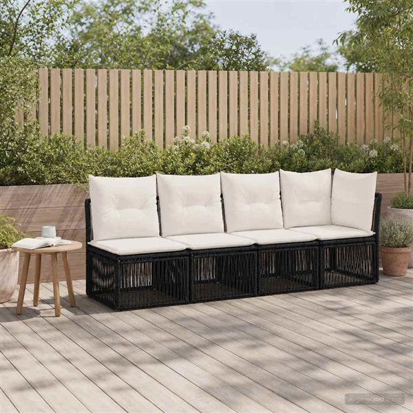 Grote foto vidaxl 4 zits sofa met linkerarm 4 st 4 aantal zitplaatsen zwart tuin en terras tuinmeubelen
