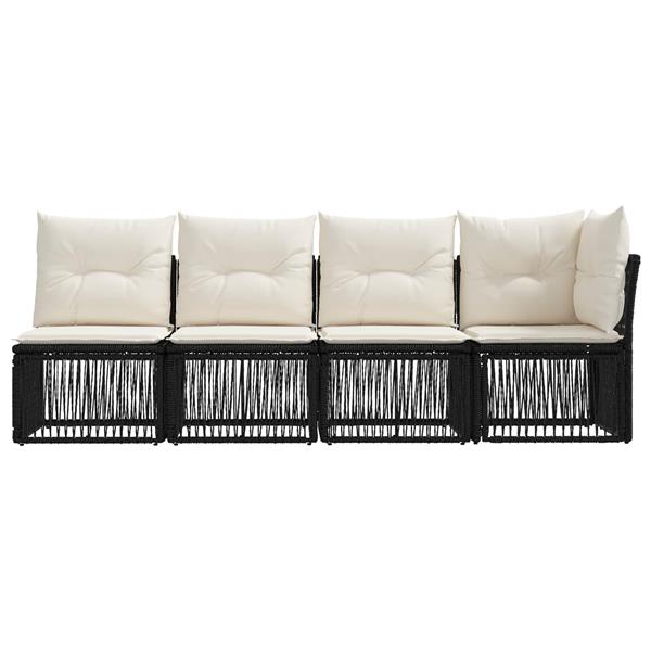 Grote foto vidaxl 4 zits sofa met linkerarm 4 st 4 aantal zitplaatsen zwart tuin en terras tuinmeubelen