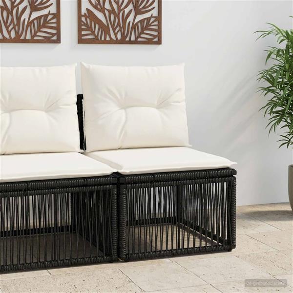 Grote foto vidaxl armloze sofa eenheid zwart poly rattan tuin en terras tuinmeubelen