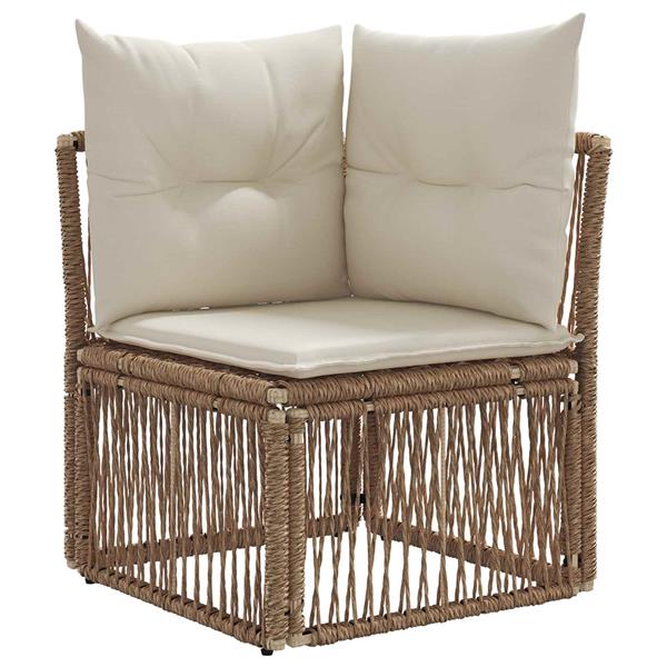 Grote foto vidaxl hoeksofa eenheid beige poly rattan tuin en terras tuinmeubelen