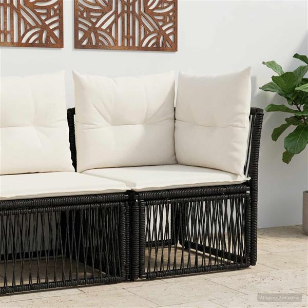 Grote foto vidaxl hoeksofa eenheid zwart poly rattan tuin en terras tuinmeubelen