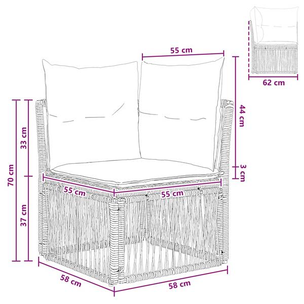 Grote foto vidaxl hoeksofa eenheid zwart poly rattan tuin en terras tuinmeubelen