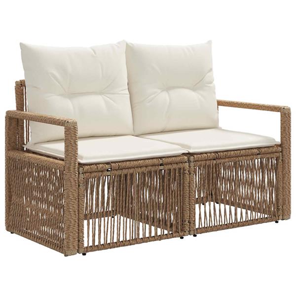 Grote foto vidaxl tuinbank 2 aantal zitplaatsen beige poly rattan tuin en terras tuinmeubelen