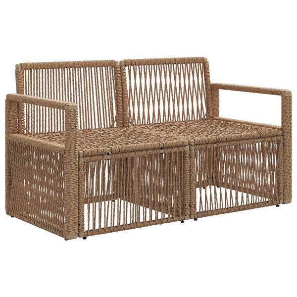 Grote foto vidaxl tuinbank 2 aantal zitplaatsen beige poly rattan tuin en terras tuinmeubelen