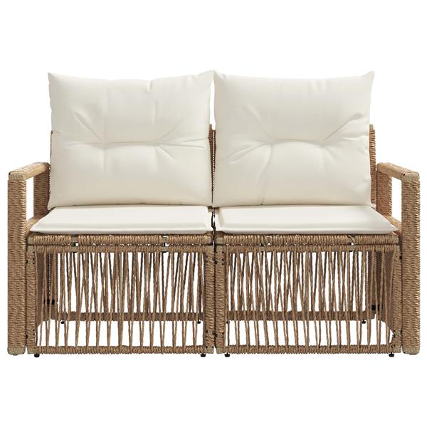 Grote foto vidaxl tuinbank 2 aantal zitplaatsen beige poly rattan tuin en terras tuinmeubelen