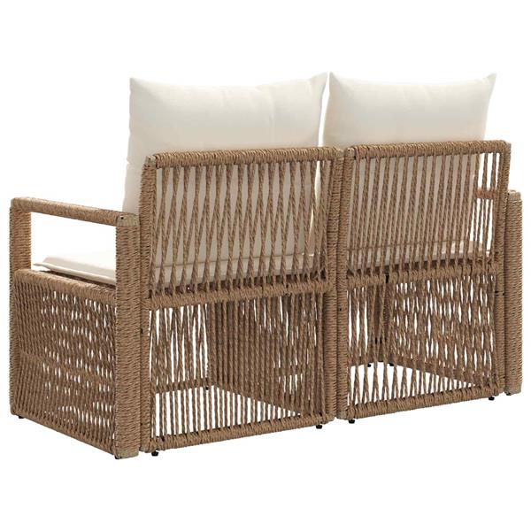 Grote foto vidaxl tuinbank 2 aantal zitplaatsen beige poly rattan tuin en terras tuinmeubelen
