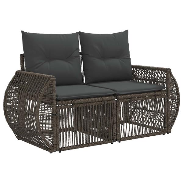 Grote foto vidaxl tuinbank 2 aantal zitplaatsen grijs poly rattan tuin en terras tuinmeubelen