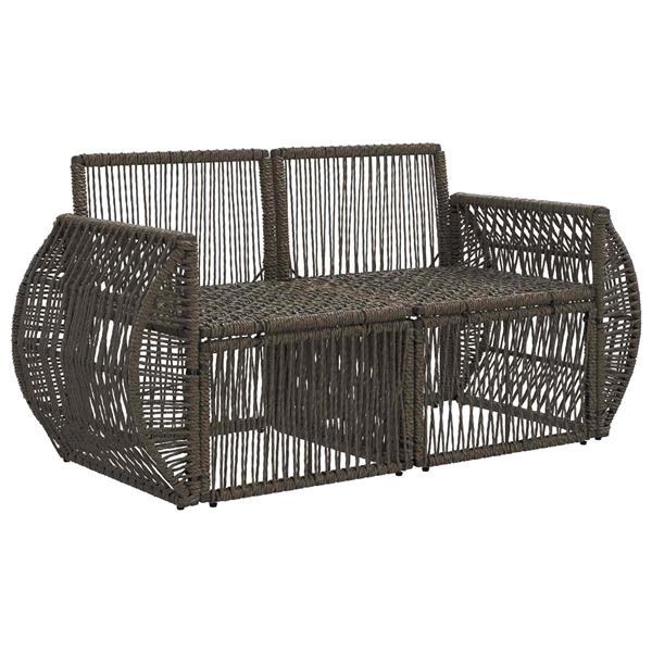 Grote foto vidaxl tuinbank 2 aantal zitplaatsen grijs poly rattan tuin en terras tuinmeubelen