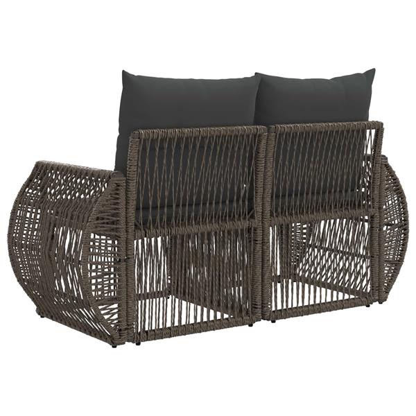Grote foto vidaxl tuinbank 2 aantal zitplaatsen grijs poly rattan tuin en terras tuinmeubelen