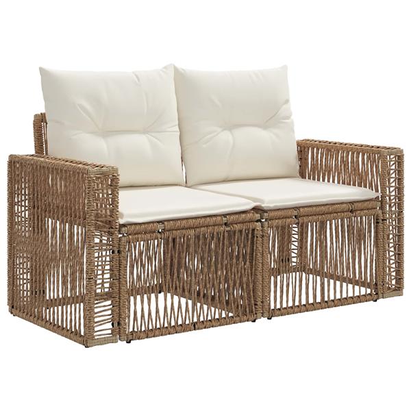 Grote foto vidaxl tuinbank 2 aantal zitplaatsen beige poly rattan tuin en terras tuinmeubelen