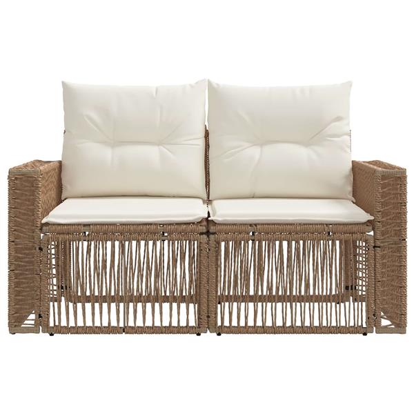 Grote foto vidaxl tuinbank 2 aantal zitplaatsen beige poly rattan tuin en terras tuinmeubelen