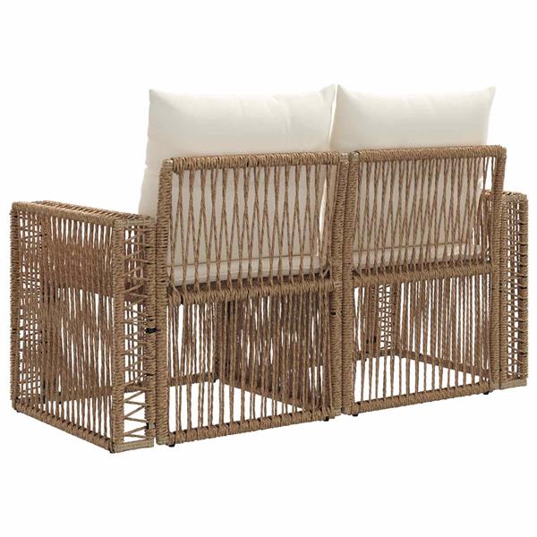 Grote foto vidaxl tuinbank 2 aantal zitplaatsen beige poly rattan tuin en terras tuinmeubelen