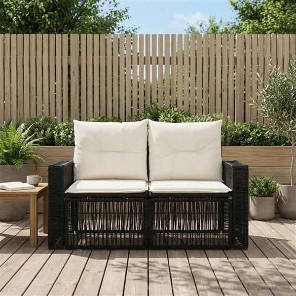 Grote foto vidaxl tuinbank 2 aantal zitplaatsen zwart poly rattan tuin en terras tuinmeubelen