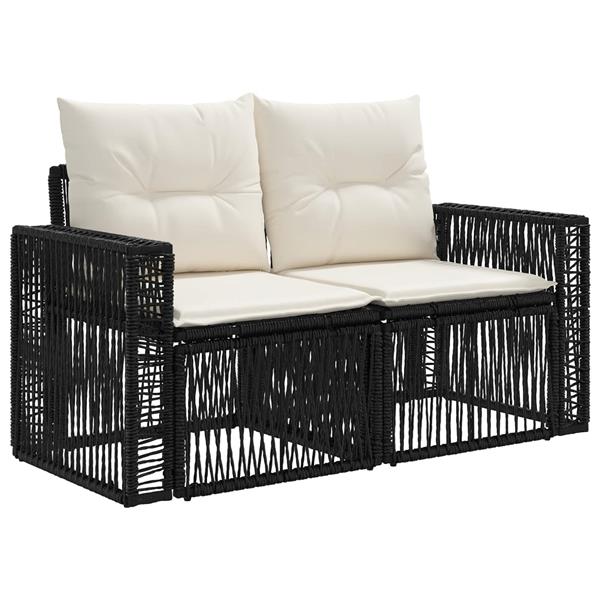 Grote foto vidaxl tuinbank 2 aantal zitplaatsen zwart poly rattan tuin en terras tuinmeubelen