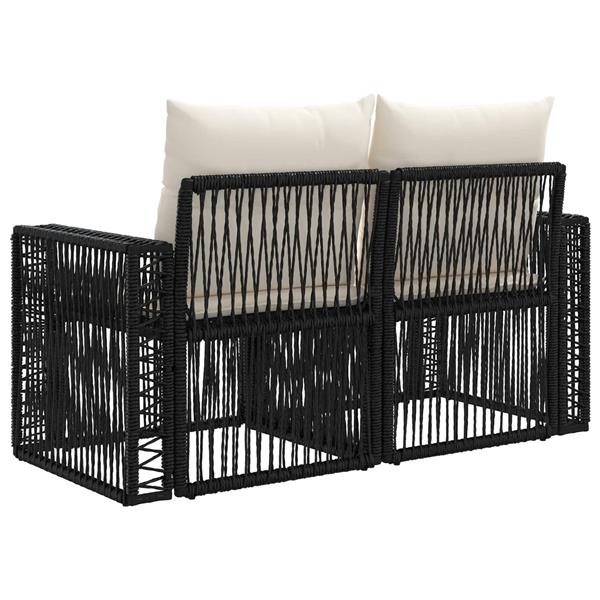 Grote foto vidaxl tuinbank 2 aantal zitplaatsen zwart poly rattan tuin en terras tuinmeubelen