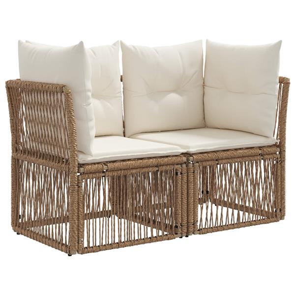 Grote foto vidaxl tuinbank 2 aantal zitplaatsen beige poly rattan tuin en terras tuinmeubelen
