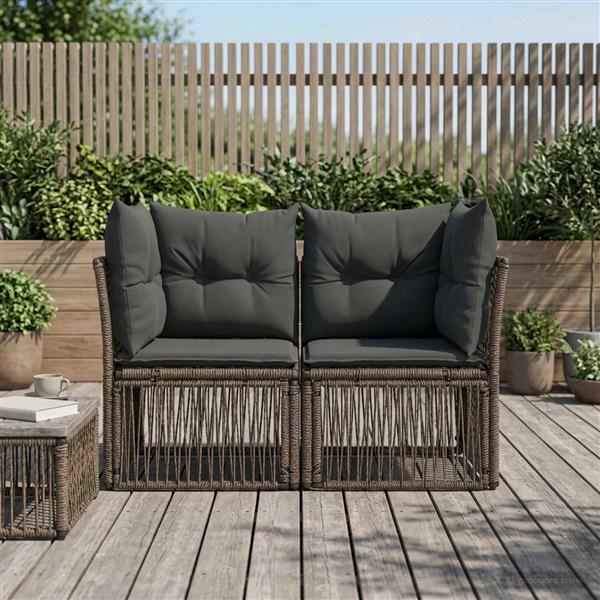 Grote foto vidaxl tuinbank 2 aantal zitplaatsen grijs poly rattan tuin en terras tuinmeubelen