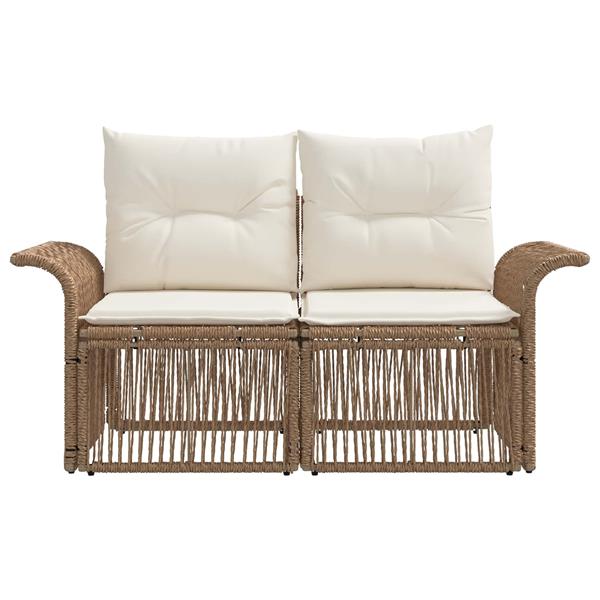 Grote foto vidaxl tuinbank 2 aantal zitplaatsen beige poly rattan tuin en terras tuinmeubelen