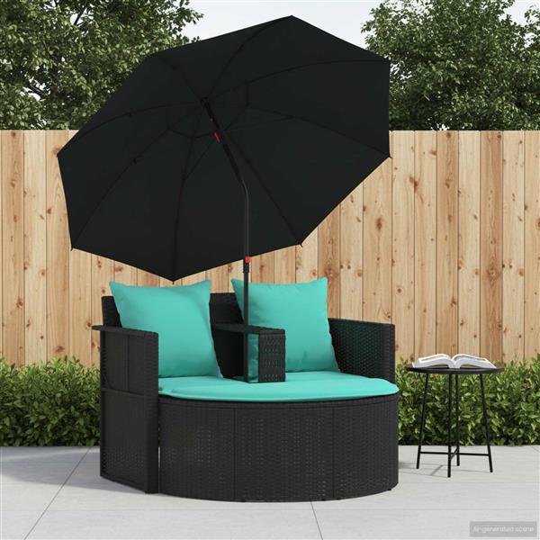 Grote foto vidaxl tuinbank 8 st poly rattan zwart en turquoise tuin en terras tuinmeubelen