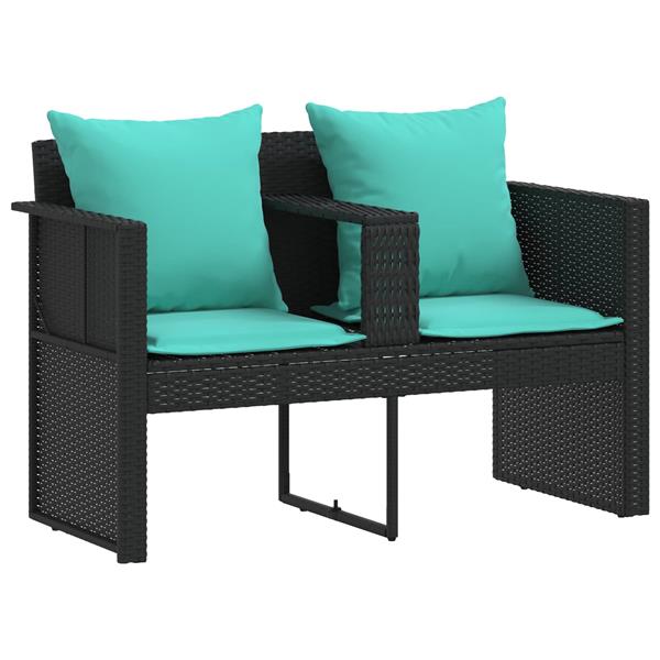 Grote foto vidaxl tuinbank 8 st poly rattan zwart en turquoise tuin en terras tuinmeubelen