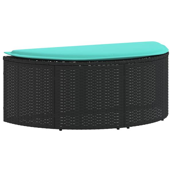 Grote foto vidaxl tuinbank 8 st poly rattan zwart en turquoise tuin en terras tuinmeubelen