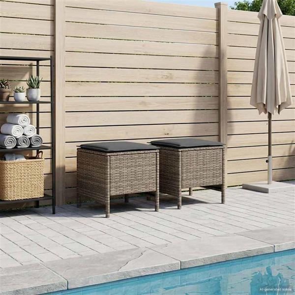 Grote foto vidaxl 2 st tuinvoetenbank pe rattan grijs en donkergrijs tuin en terras tuinmeubelen