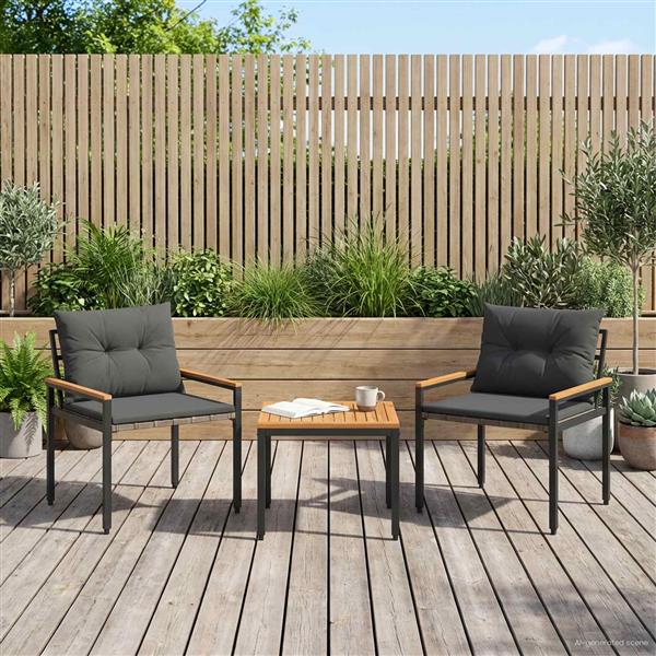 Grote foto vidaxl tuinmeubelset 3 st donkergrijs poly rattan tuin en terras tuinmeubelen