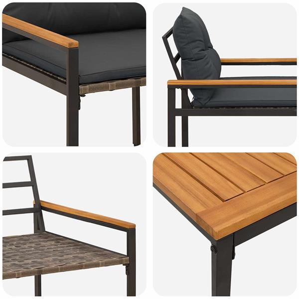 Grote foto vidaxl tuinmeubelset 3 st donkergrijs poly rattan tuin en terras tuinmeubelen