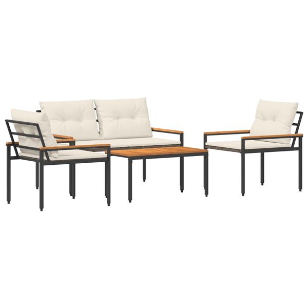 Grote foto vidaxl tuinmeubelset 4 st cr mewit poly rattan tuin en terras tuinmeubelen