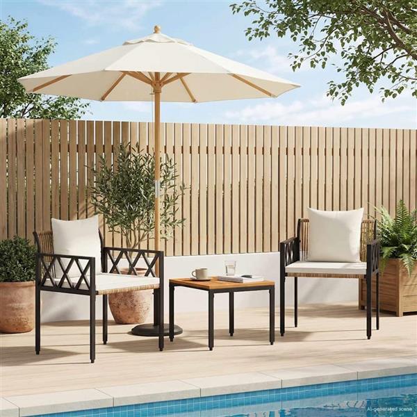 Grote foto vidaxl tuinmeubelset 3 st bruin en cr me wit poly rattan tuin en terras tuinmeubelen