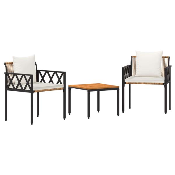 Grote foto vidaxl tuinmeubelset 3 st bruin en cr me wit poly rattan tuin en terras tuinmeubelen