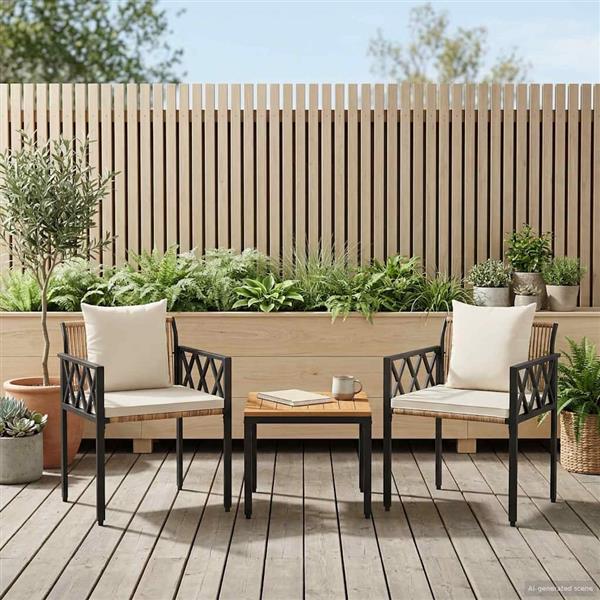 Grote foto vidaxl tuinmeubelset 3 st bruin en cr me wit poly rattan tuin en terras tuinmeubelen