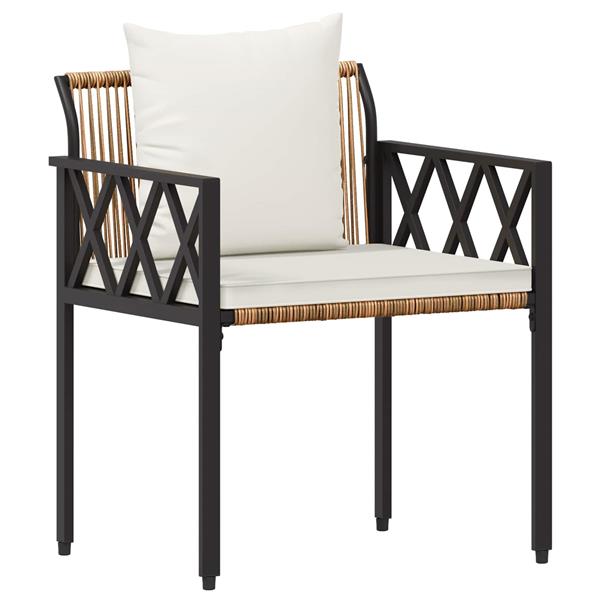 Grote foto vidaxl tuinmeubelset 3 st bruin en cr me wit poly rattan tuin en terras tuinmeubelen