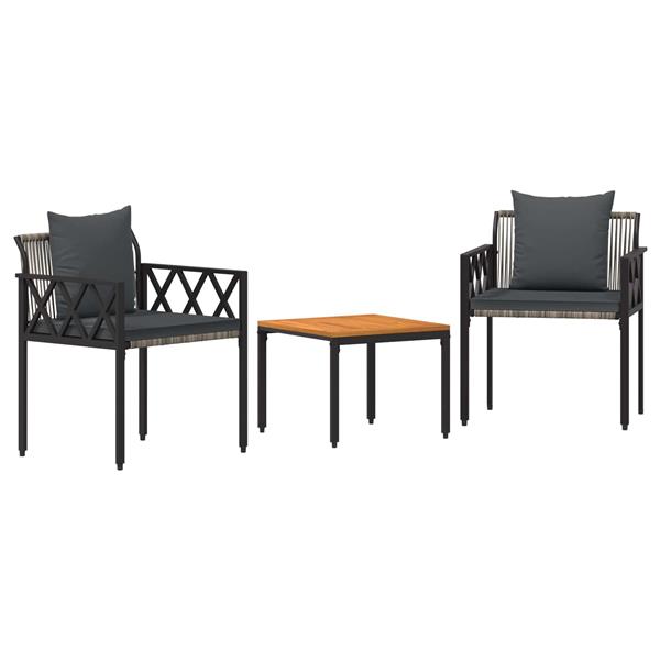 Grote foto vidaxl tuinmeubelset 3 st grijs en donkergrijs poly rattan tuin en terras tuinmeubelen