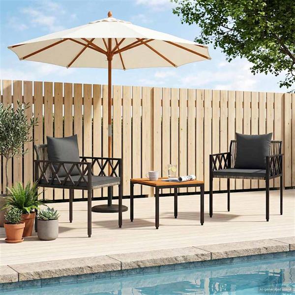Grote foto vidaxl tuinmeubelset 3 st grijs en donkergrijs poly rattan tuin en terras tuinmeubelen