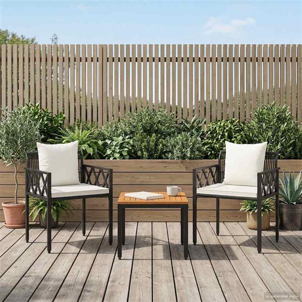 Grote foto vidaxl tuinmeubelset 3 st zwart en cream wit poly rattan tuin en terras tuinmeubelen