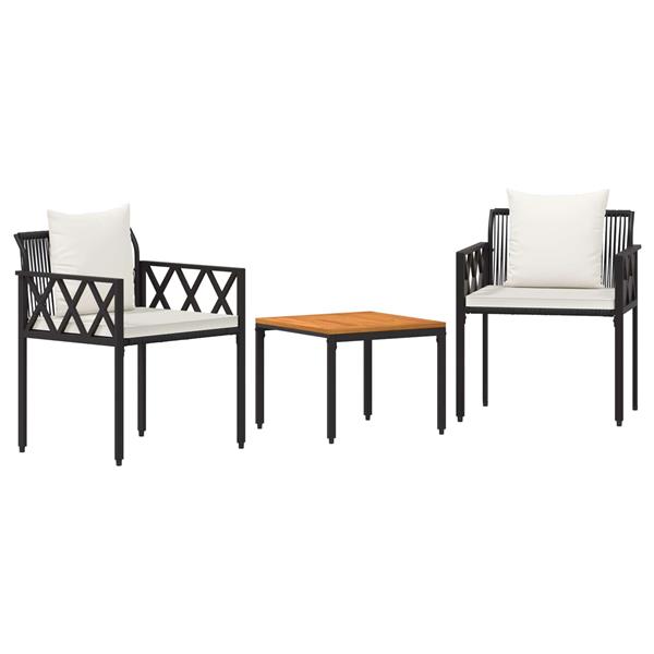 Grote foto vidaxl tuinmeubelset 3 st zwart en cream wit poly rattan tuin en terras tuinmeubelen
